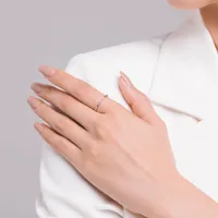 New Korean S925 Sterling Silver Simple Inlaid Rainbow Stone Fine Ring Female main image 2