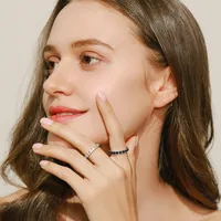 Sterling Silver Fashion Geometric Rhinestones Rings main image 4