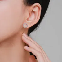 S925 Silver Turquoise Hollow Out Delicate Earrings Jewelry main image 2