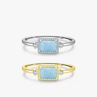 Korean Geometric S925 Silver Inlaid Opal Ring Female main image 6