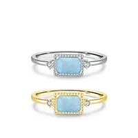 Korean Geometric S925 Silver Inlaid Opal Ring Female main image 2