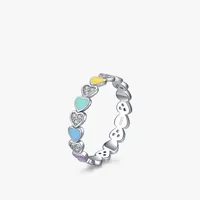 Fashion S925 Sterling Silver Color Enamel Heart-shaped Index Finger Ring main image 1