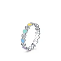 Fashion S925 Sterling Silver Color Enamel Heart-shaped Index Finger Ring main image 5