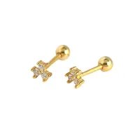 S925 Silver Flower Diamond Mini Screw Ear Bone Stud Sweet Earrings main image 2