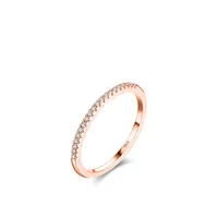 Fashion S925 Sterling Silver Simple Inlaid Diamond Ring sku image 19