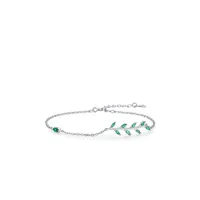 S925 Silver Simple Fashion Green Leaf Female Bracelet Jewelry sku image 1
