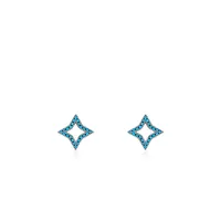 S925 Silver Turquoise Hollow Out Delicate Earrings Jewelry sku image 6
