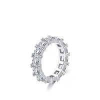Fashion S925 Sterling Silver Inlaid Row Diamond Index Finger Ring sku image 5