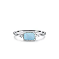 Korean Geometric S925 Silver Inlaid Opal Ring Female sku image 4
