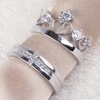 New Fashion Female Crown Couple Copper Silver Plated Ring Wholesale main image 2