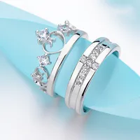 New Fashion Female Crown Couple Copper Silver Plated Ring Wholesale main image 4