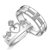 New Fashion Female Crown Couple Copper Silver Plated Ring Wholesale main image 5