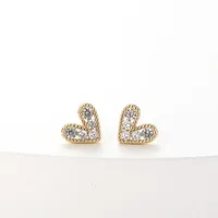 Fashion New Simple Female Heart-shaped Small Copper Earrings main image 5