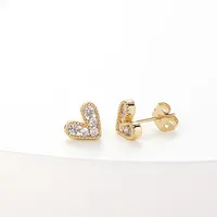 Fashion New Simple Female Heart-shaped Small Copper Earrings main image 3