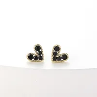 Fashion New Simple Female Heart-shaped Small Copper Earrings main image 2