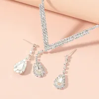 Simple Water Drop Pearl Pendant Fashion Alloy Necklace Earring Set main image 2