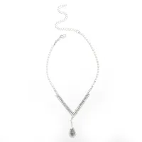Simple Water Drop Pearl Pendant Fashion Alloy Necklace Earring Set main image 5