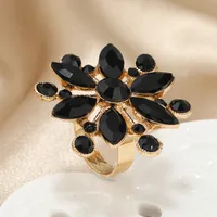 Fashion Exaggerated Diamond Flower Open Alloy Ring Wholesale main image 2