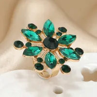 Fashion Exaggerated Diamond Flower Open Alloy Ring Wholesale main image 4