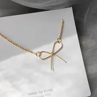 Geometric Bow Shaped Simple New Hollow Pendant Clavicle Necklace Alloy main image 1