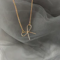 Geometric Bow Shaped Simple New Hollow Pendant Clavicle Necklace Alloy main image 4