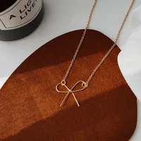 Geometric Bow Shaped Simple New Hollow Pendant Clavicle Necklace Alloy main image 5