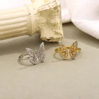925 Sterling Silver No Inlaid Butterfly Open Rings main image 2