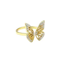925 Sterling Silver No Inlaid Butterfly Open Rings main image 4