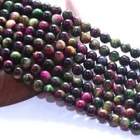 Natural Color Tiger Eye Stone Loose Beads Purple Diy Hand Bead Jewelry Accessories main image 2