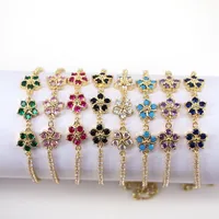Fashion Retro Color Diamond Flowers Adjustable Bracelet main image 1