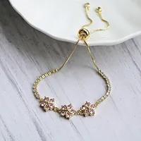 Fashion Retro Color Diamond Flowers Adjustable Bracelet main image 4