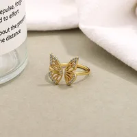925 Sterling Silver No Inlaid Butterfly Open Rings sku image 1