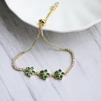 Fashion Retro Color Diamond Flowers Adjustable Bracelet sku image 1