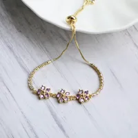 Fashion Retro Color Diamond Flowers Adjustable Bracelet sku image 2