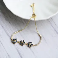 Fashion Retro Color Diamond Flowers Adjustable Bracelet sku image 7