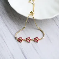 Fashion Retro Color Diamond Flowers Adjustable Bracelet sku image 8