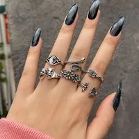 Fashion Retro Mushroom Tai Chi Alloy Ring 6-piece Set main image 1