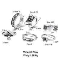Fashion Retro Mushroom Tai Chi Alloy Ring 6-piece Set main image 2