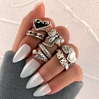 Fashion Retro Mushroom Tai Chi Alloy Ring 6-piece Set sku image 1