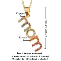 New Simple Copper Inlaid Zircon Letter Mom Pendant Mother's Day Necklace main image 3