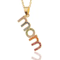 New Simple Copper Inlaid Zircon Letter Mom Pendant Mother's Day Necklace main image 5