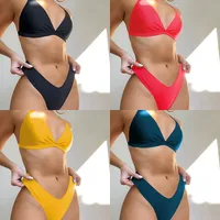 New Solid Color Triangle Cup Bikini Split Swimsuit Women main image 1