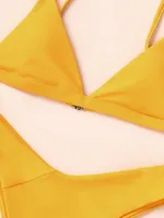 New Solid Color Triangle Cup Bikini Split Swimsuit Women main image 4