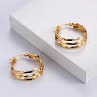 Lady Heart Inlaid Gold Stainless Steel No Inlaid 18K Gold Plated Earrings main image 5