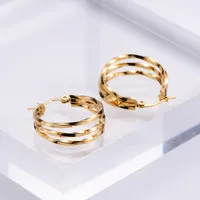 Lady Heart Inlaid Gold Stainless Steel No Inlaid 18K Gold Plated Earrings main image 3