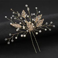 Fashion Bride Hair Accessories Golden Diamond Alloy U-shaped Hairpin main image 1