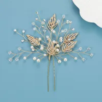 Fashion Bride Hair Accessories Golden Diamond Alloy U-shaped Hairpin main image 3