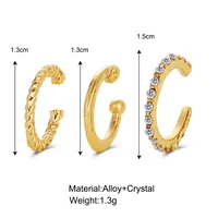 Fashion Diamond-encrusted C-shaped Alloy Earbone Clips main image 2