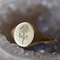 New Rose Flower Carved Pattern Fashion Women's Alloy Ring sku image 2