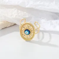 Retro Ethnic Style Sun Blue Devil Eye Geometric Alloy Open Ring main image 2